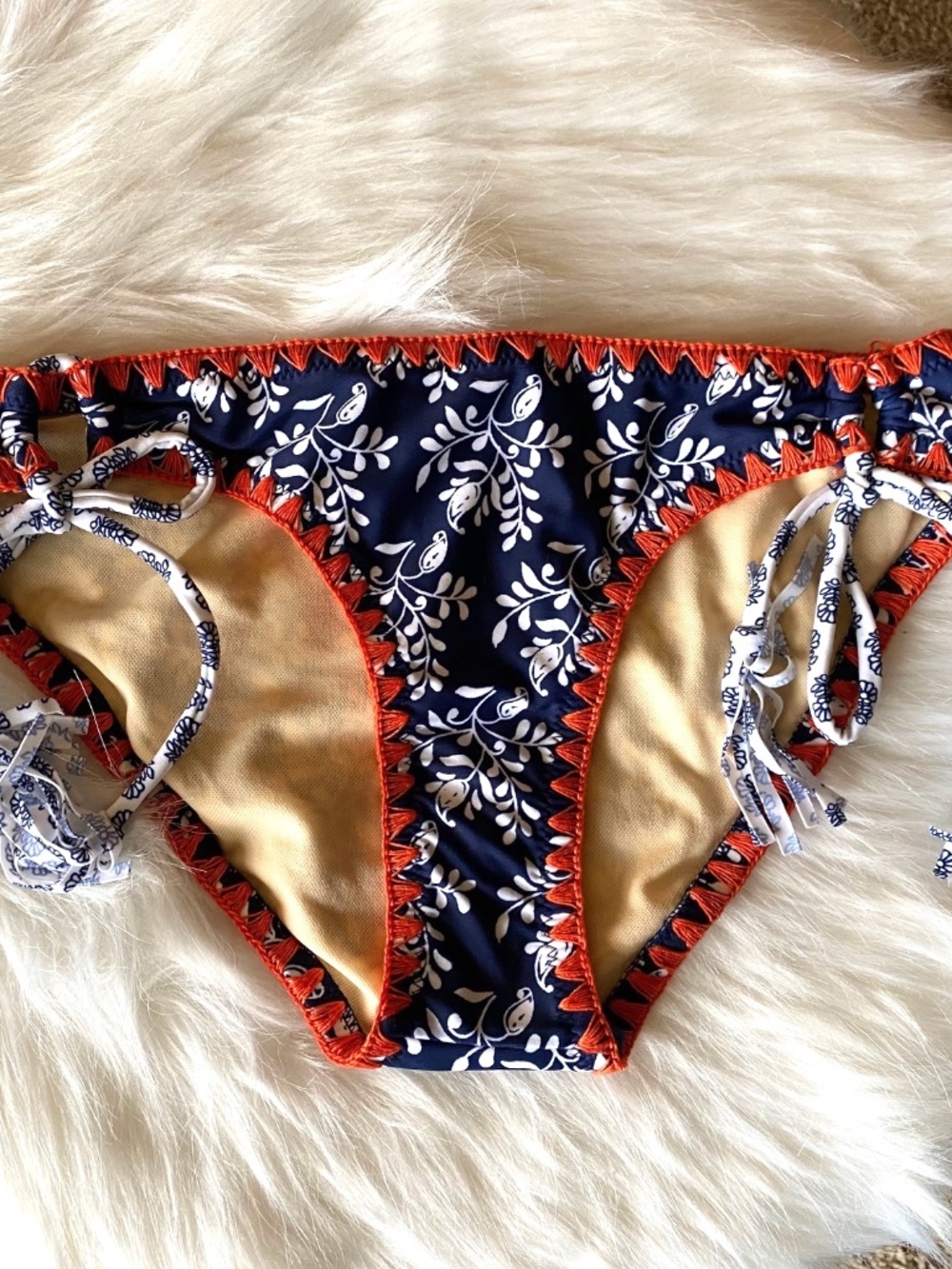 Jessica Simpson Navy Blue Floral Swimsuit Bikini Bottom (NWT) - Small